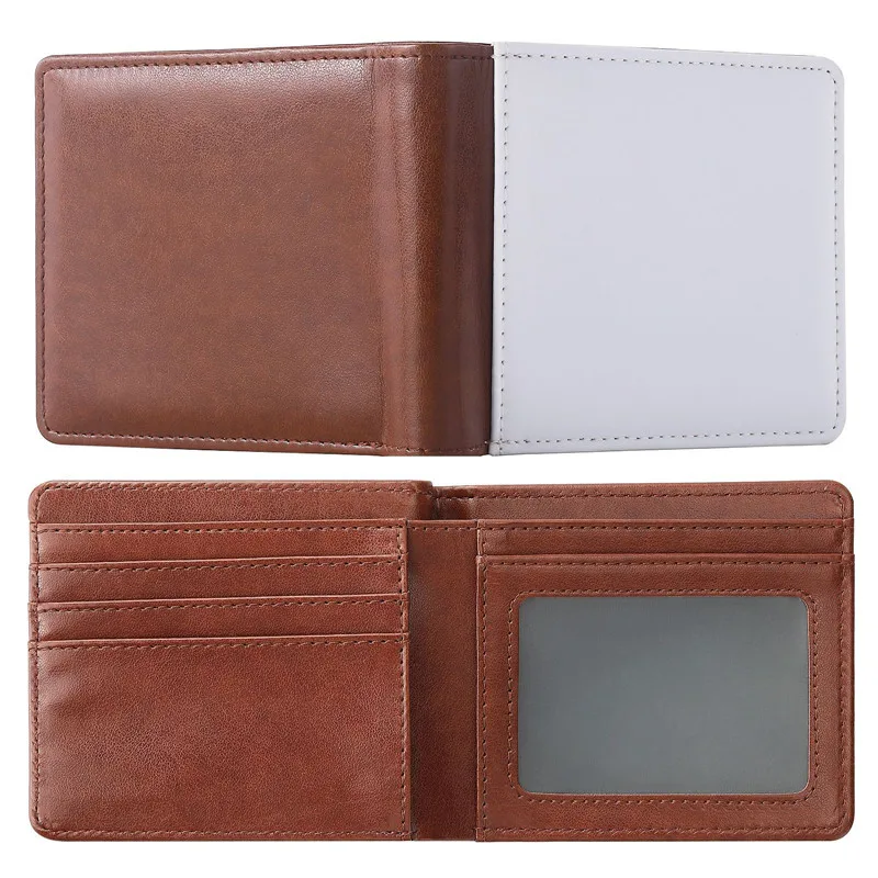 AGH Double Sided Heat press Printing PU Leather Sublimation blank Mens Wallet leather wallet for men