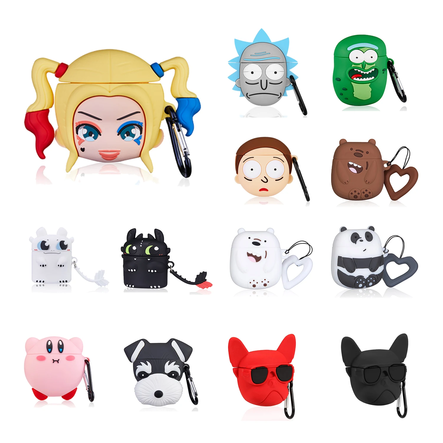 
Gemfits Cat Duck For Flamingo for Airpods Silicone Case Cover, for Airpods New Case,for Airpod 1 2 Case Key Ring 