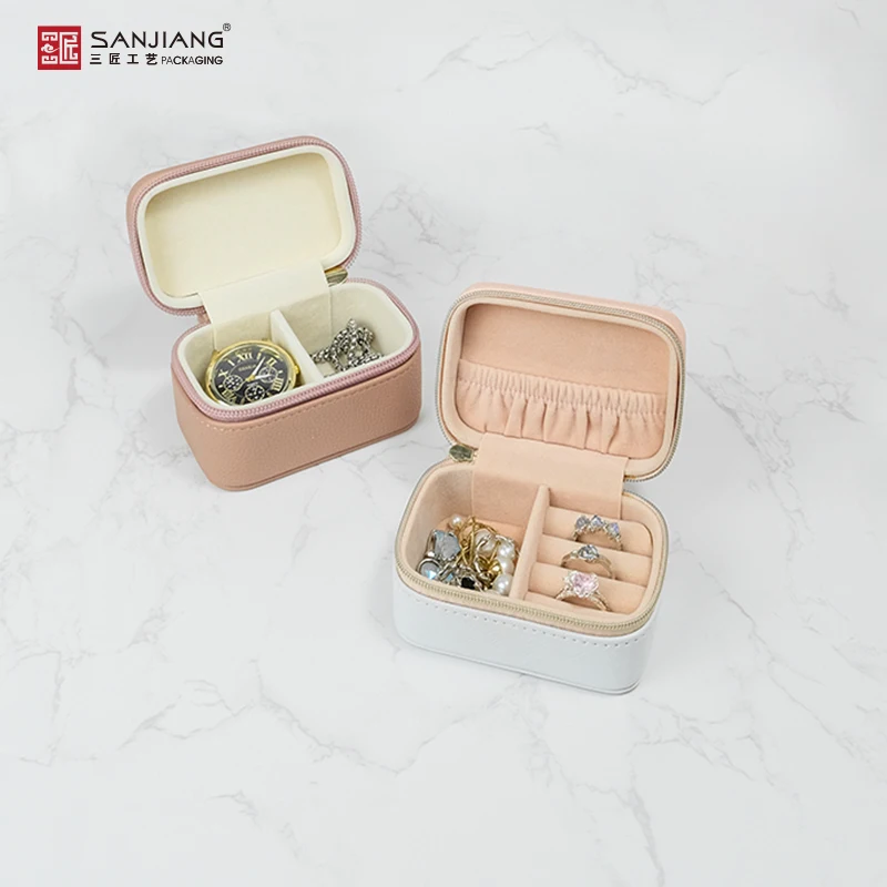Custom Portable Mini Travel Luxury Jewelry Case Organizer Necklace Ring Earring Bracelet Handmade Jewelry Box with Zipper