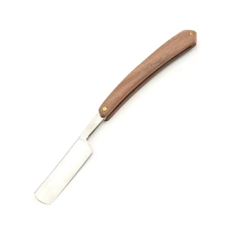 Высококачественная деревянная ручка, бритва с прямым краем для мужчин, ручная бритва из нержавеющей стали для прямого вырезания горла, Парикмахерская бритва