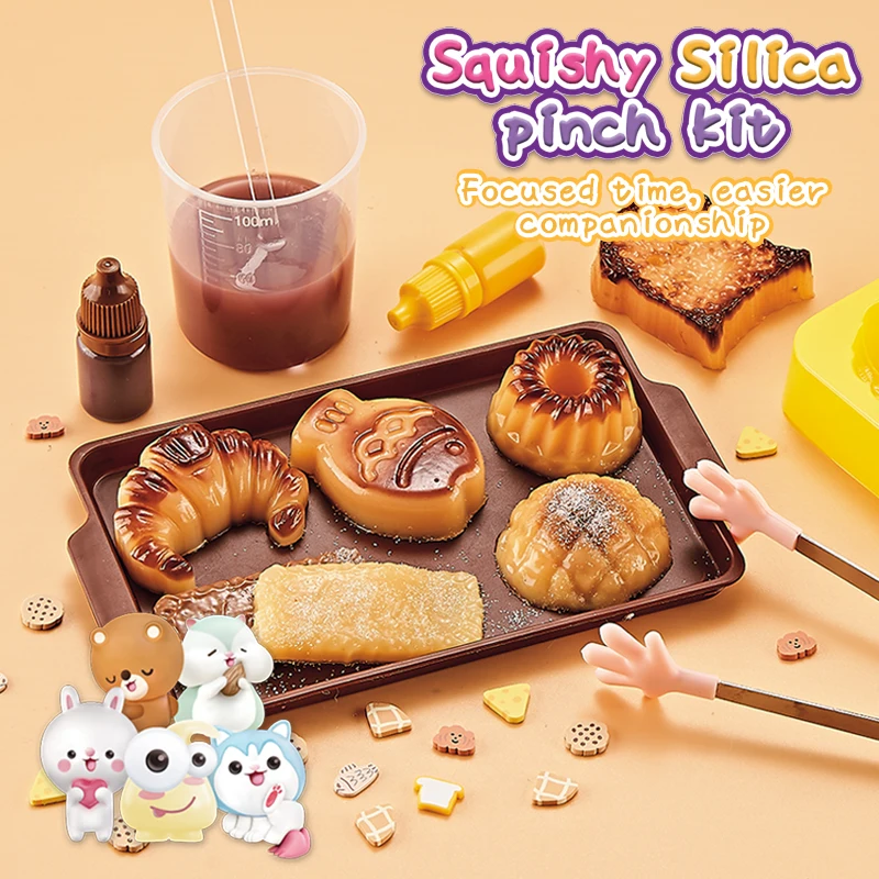 Novelty Hot Selling DIY Food Puzzle Set Unisex Cute Silicone Pinch Toys Educational Wholesale Soft Wood Toys for Decompression