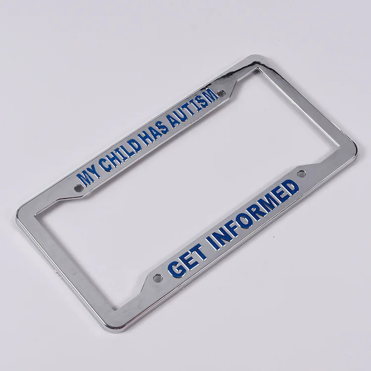 Custom logo embossed Chrome plated Plastic license plate frame USA standard size