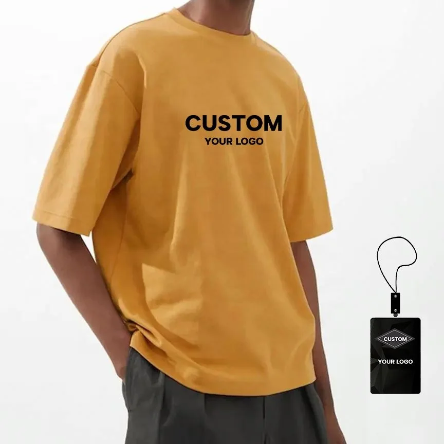 Free Sample 240 Gsm Dtg Custom Plain T-Shirt For Men Printing Plain Oversized Heavy Weight 50/50 Cotton And Polyester T Shirt