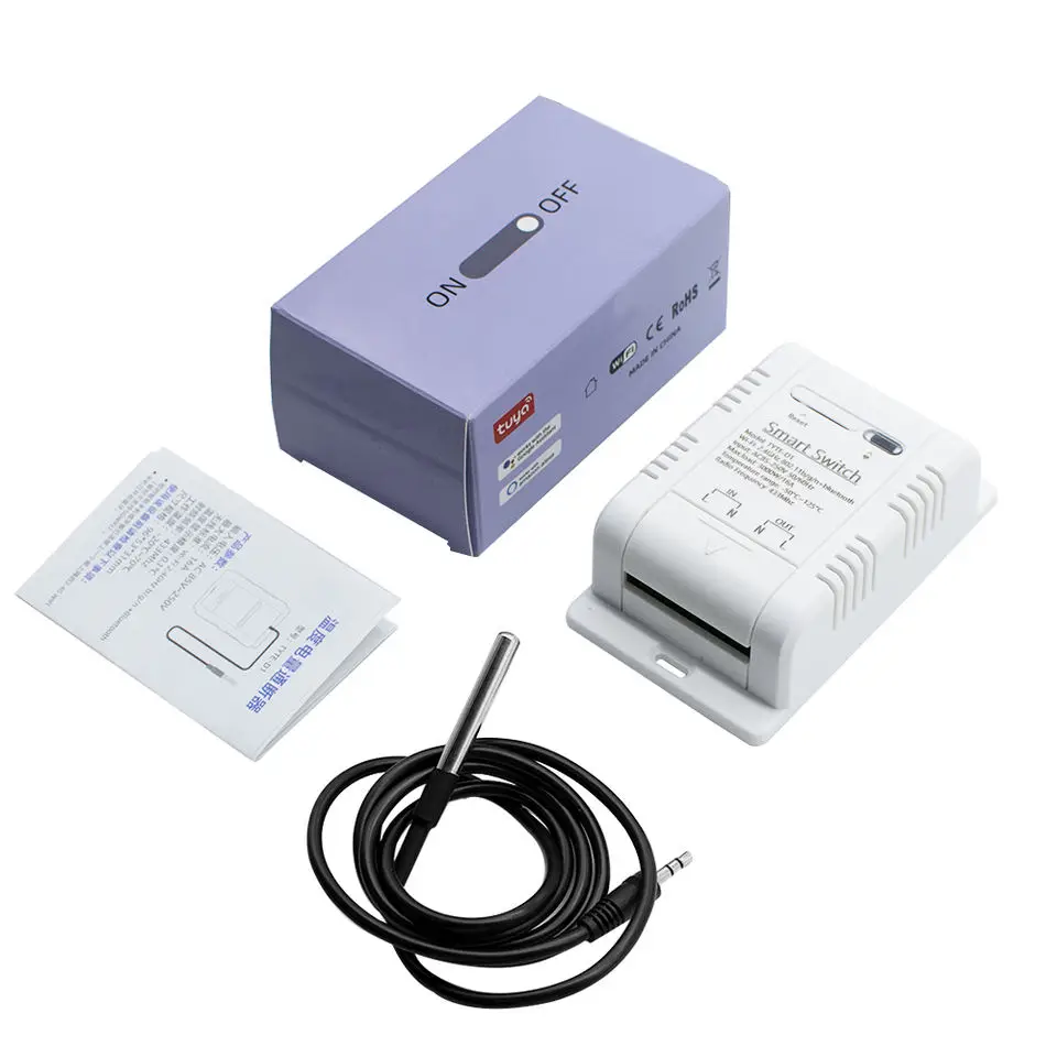 tuya wifi smart wireless remote control thermostat breaker switch with waterproof temperature sensor support power monitor