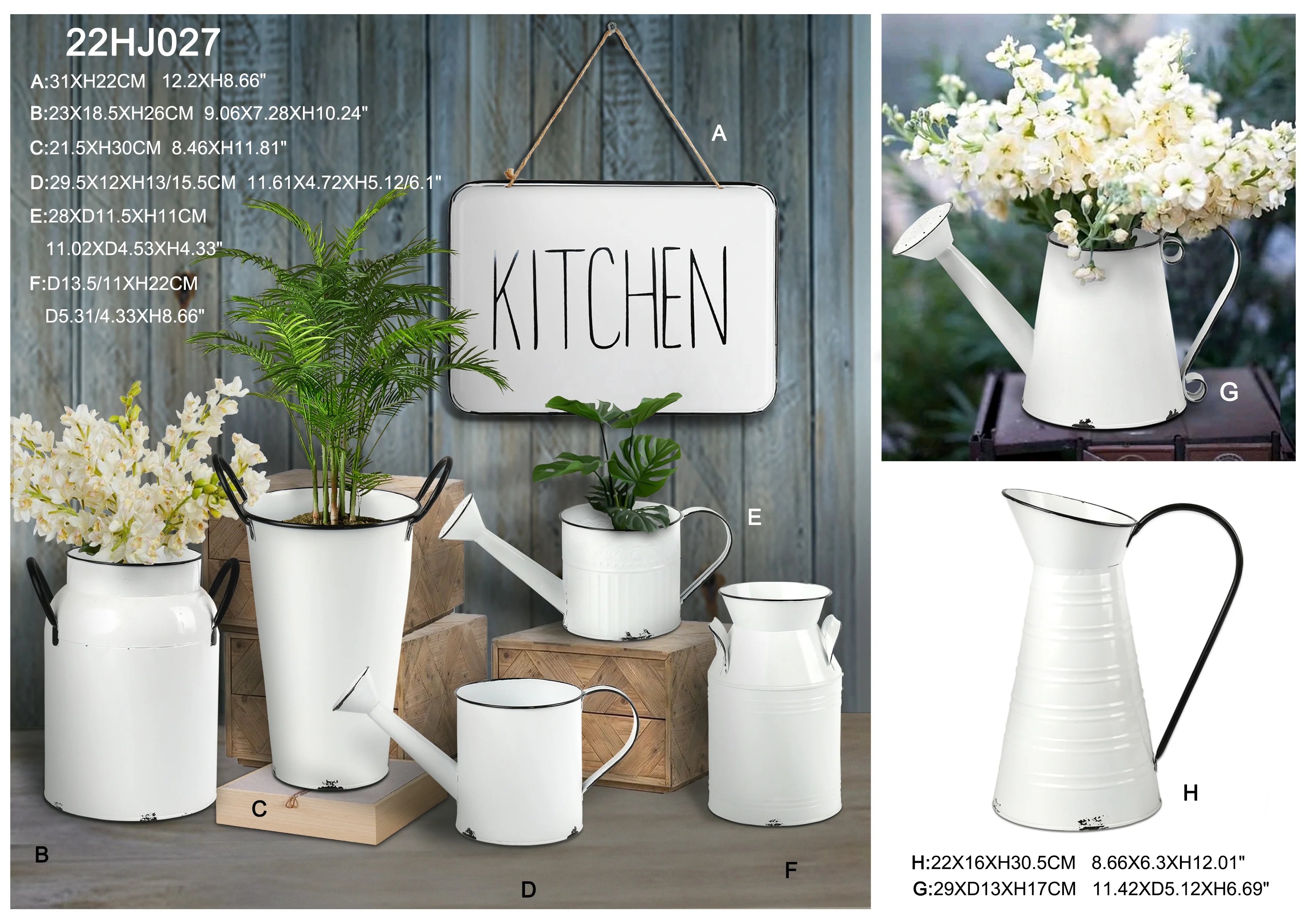 Metal Galvanized Milk Can Milk Pot Flower Jug home decorative nordic style  simple design handle container packing/giftpacking