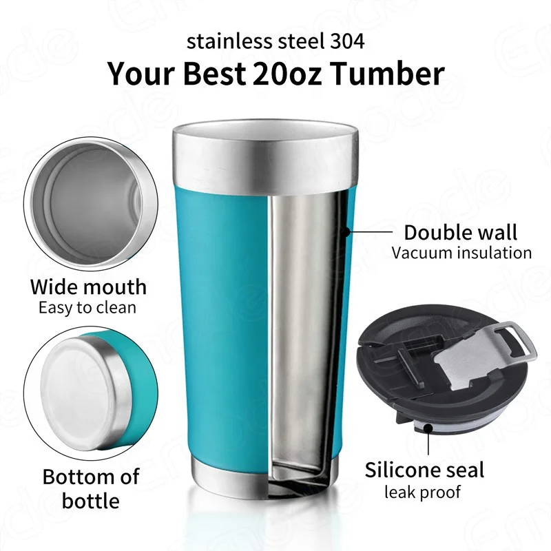 Vacuum Insulated 20oz Stainless Steel Beer Mug with Built-in Bottle Opener, Double Wall Drinking Car Tumbler, Dishwasher Safe