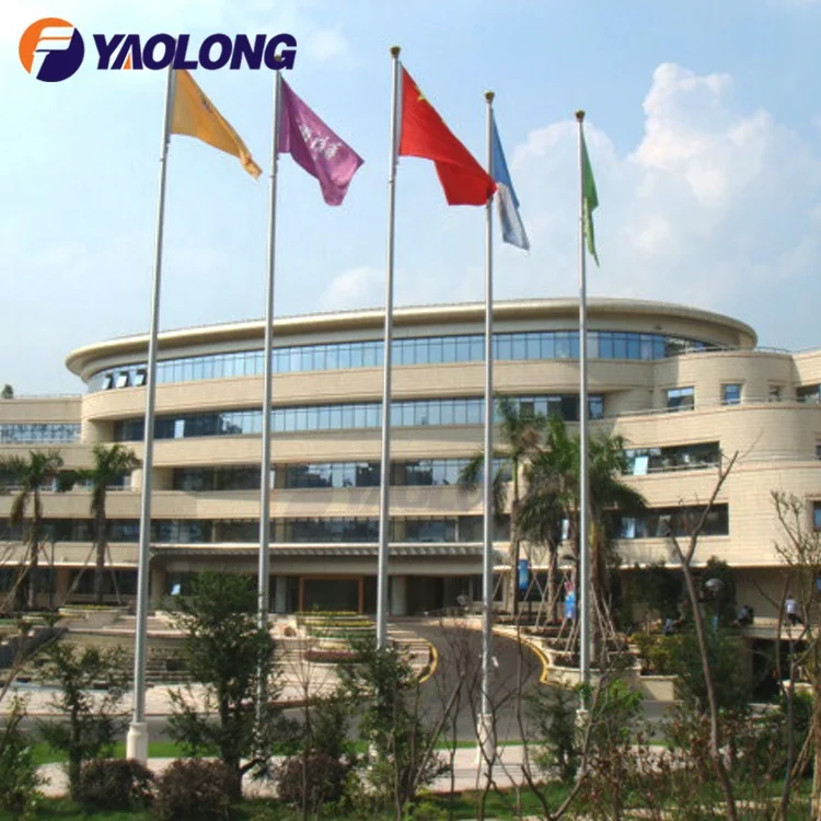 Yaolong 6-15M Aluminum Alloy Electric Motorized Flag Pole Stainless Steel Manual Internal Halyard Flagpole