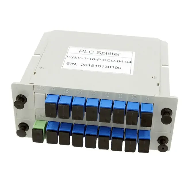 Rack Mount Plc Splitter ABS Box SC UPC Connectors FTTH 0.9mm Lgx Cassette Type 1x16 Sc Upc Fiber Optic Plc Lgx Splitter Box