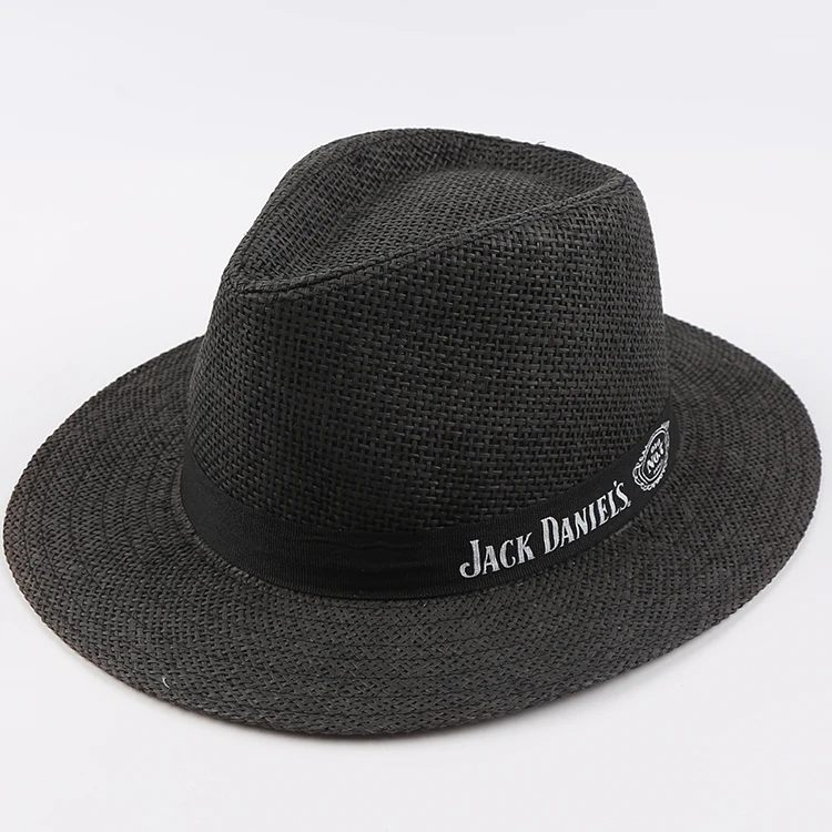 Customized Famous Logo/Brand Printed Fashion Simple Paper Straw Hat Panama Straw Hat Cowboy Hats