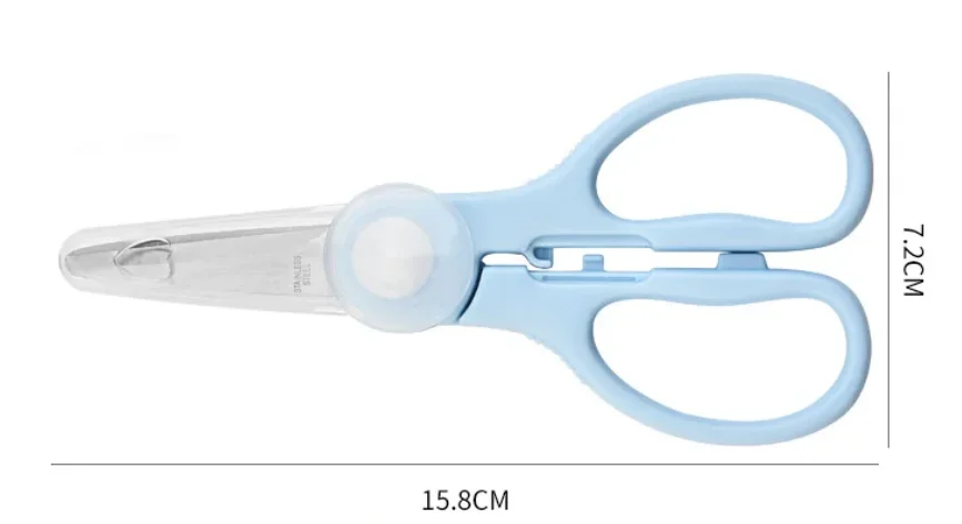 Portable Safety Food Cut Kids Feeding Helper kitchen Multifunctional Kids Food Scissors with Plastic Cover
