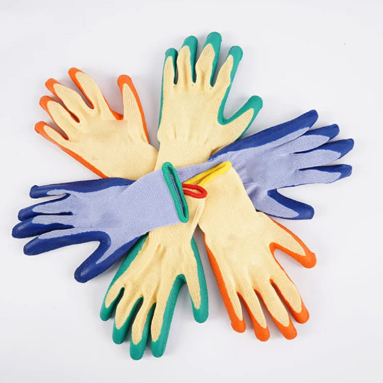 Building Anti Slip 10G High Elastic Crinkle Latex Safety Latex Industrial Protective Work Construction Glove Wear Resistant Gans