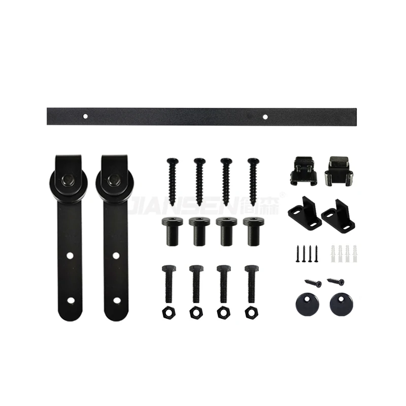 Jiansen Good Quality Mini Hanging Rail Silding Carbon Steel Wooden Cabinet Door Roller Rail For Double Door