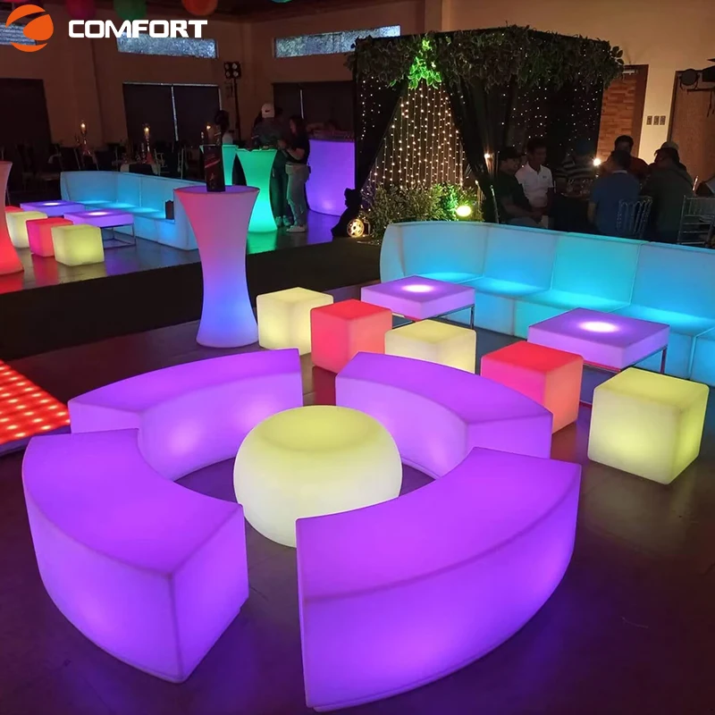 glowing led outdoor table hookah lounge event party night club plastic furniture led lighted bar table and chair sofa sets