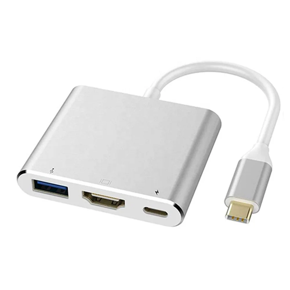 Doonjiey Type C USB 3.1 to USB-C 4K HDTV USB 3.0 Adapter 3 in 1 Hub Converter