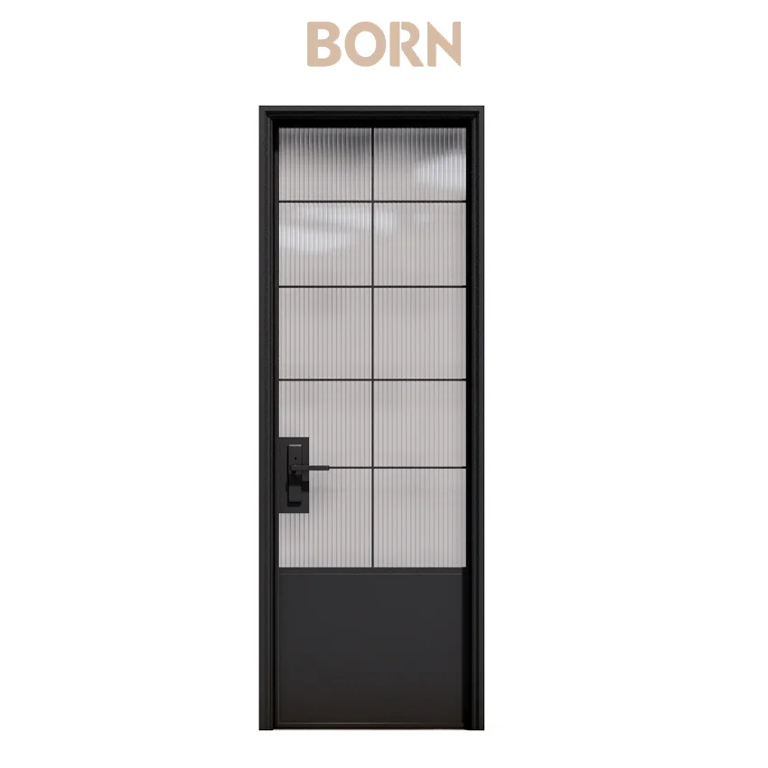 Full-view Aluminum Storm Door Matte Aluminum Alloy Glass Exterior Door Soundproof Aluminum Casement For Apartment