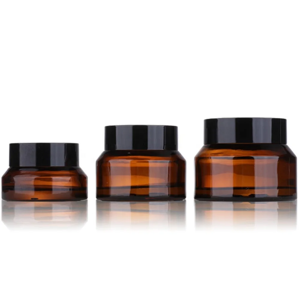 Luxury empty glass cosmetic jars 10ml 15ml 100ml packaging face cream black green with lids container custom fancy