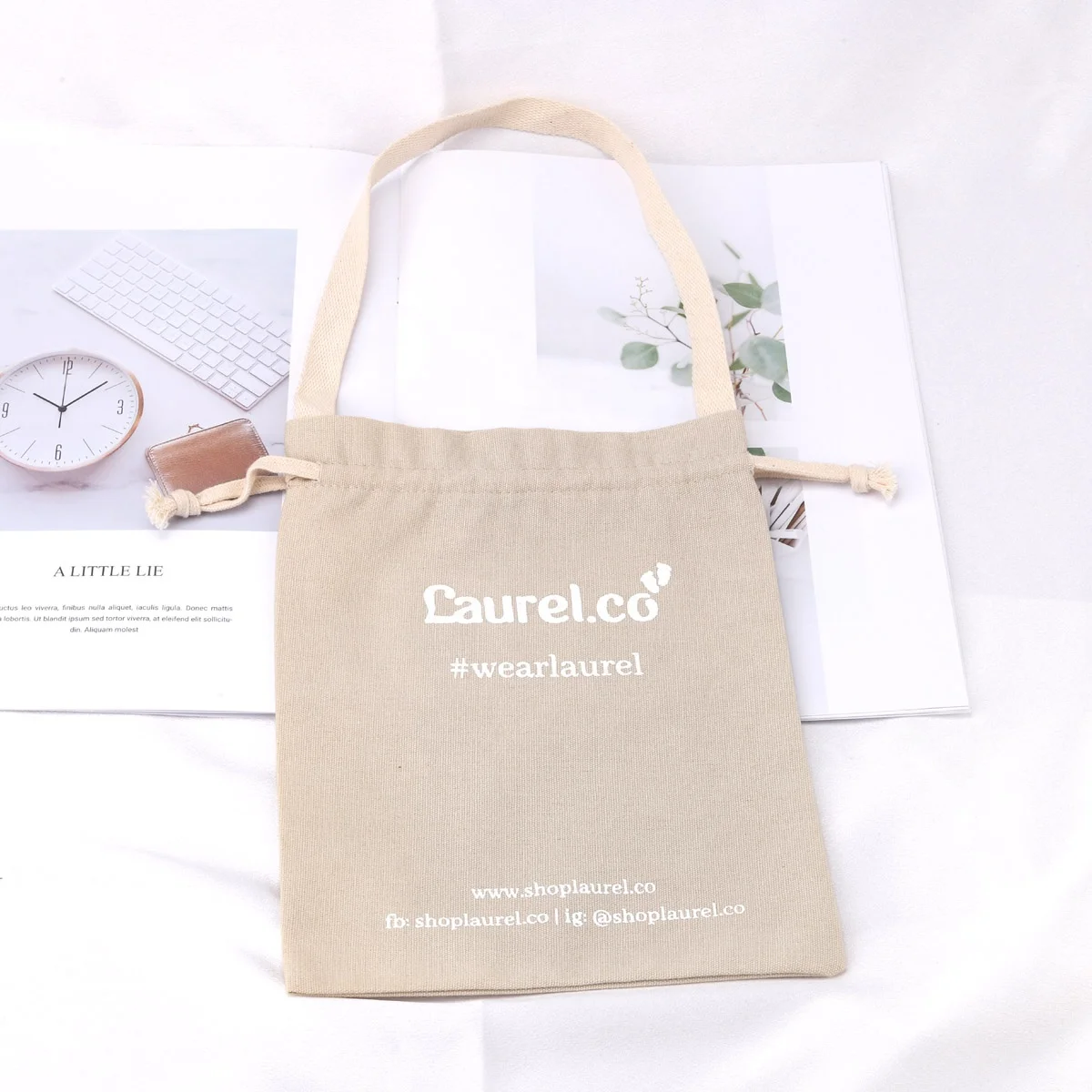 Custom Logo Printing Canvas Tote Drawstring Bag For Baby Shoes Eco-friendly Promotion Cotton Dust Gift Shopping Bag