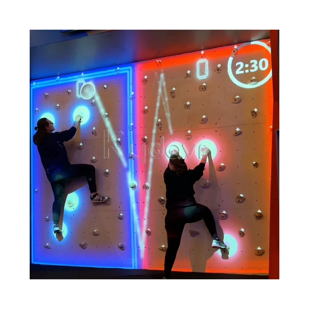 Indoor interactive competitive push button physically challenging activate sport city climbing games for children