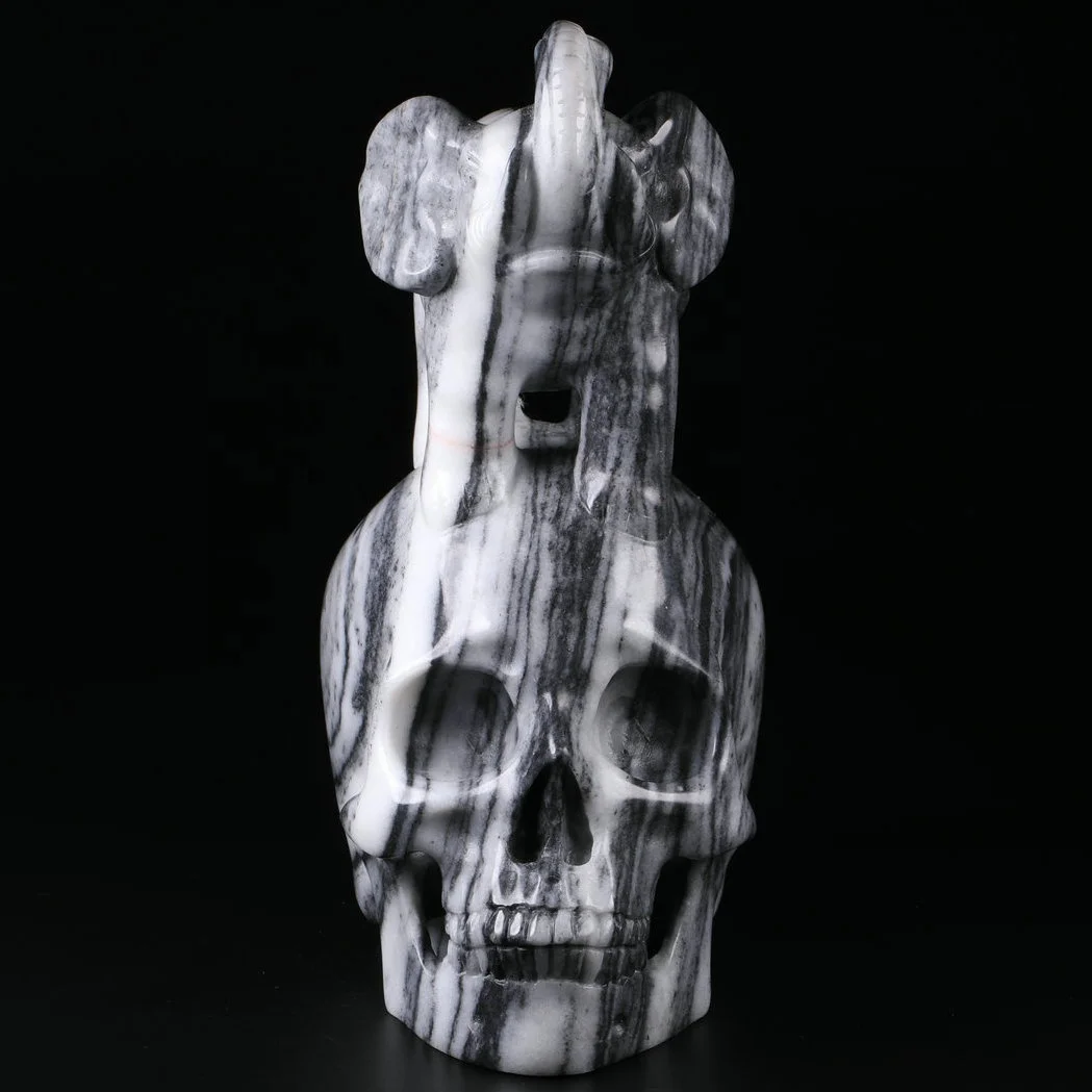 High Quality Gemstone Mexican Agate Skulls Crystal Carving Skulls Healing Elephant Crystal Skulls