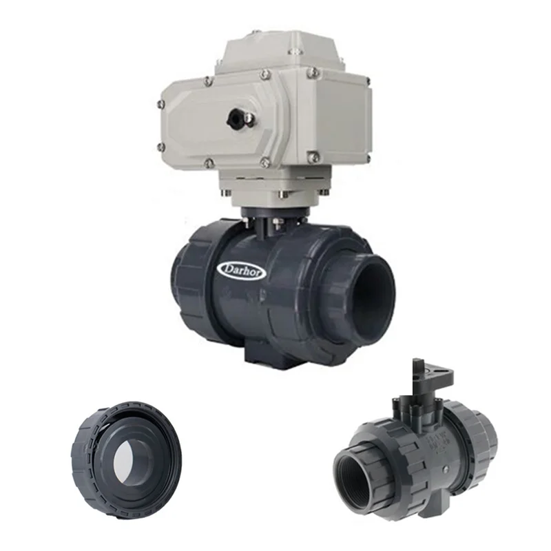 2 way manufacture PVC electric clamp ball valve double union 24v 220v
