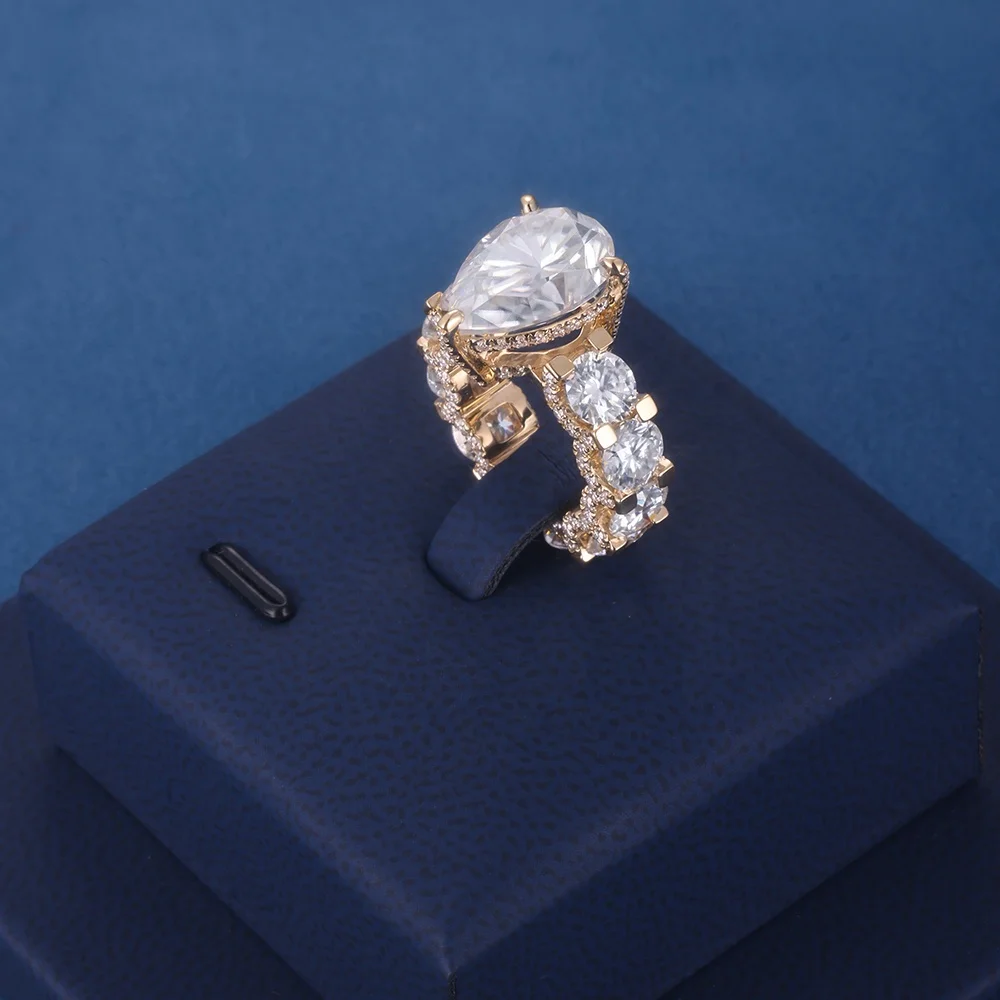 Custom Fine Jewelry Real S925 Silver 10k 14k 18k Solid Gold Rings Moissanite Lab Grown Natural Diamond Wedding Engagement Ring