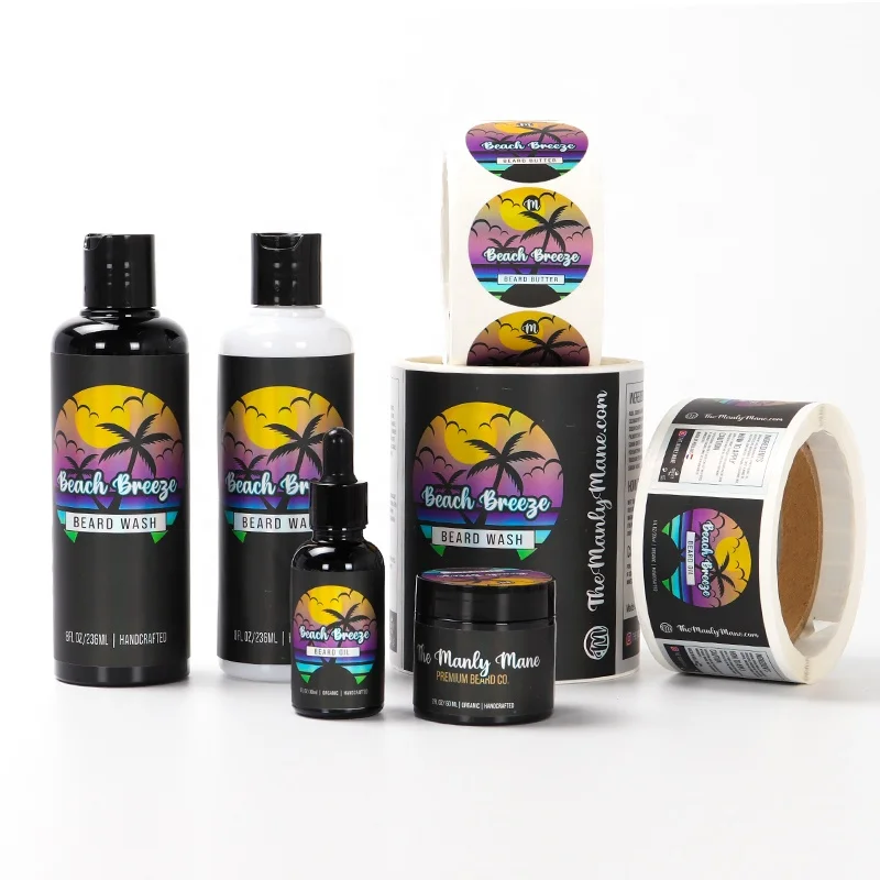 Custom Circular rectangle customized sticker roll logo label adhesive stickers for cosmetics bottle