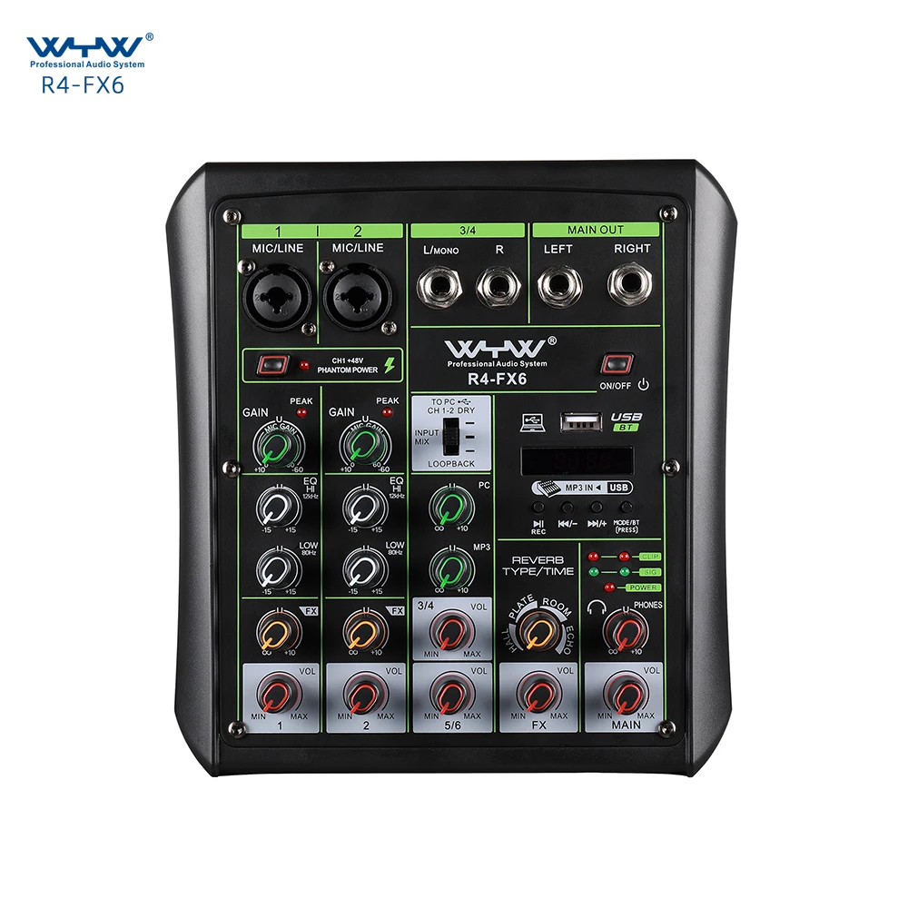 professional 4 channels multifunction usb interface audio studio sound card with track recording