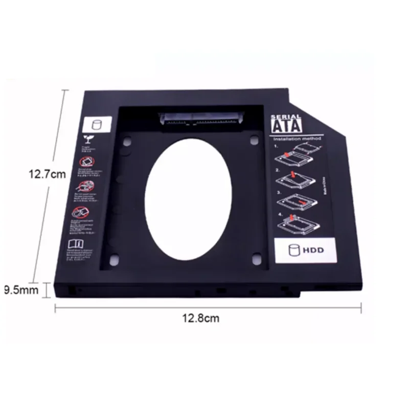 plastic 2.5inch 2nd HDD 9.5/12.7mm SATA3.0 SSD Bracket adapter second hard driver disk caddy