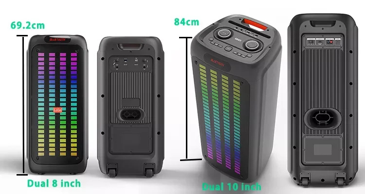 T Portable Wireless Bass Trolley Speakers RGB Double 10 Inch Big Multi Function Bluetooth Party Speaker With Remote Control
