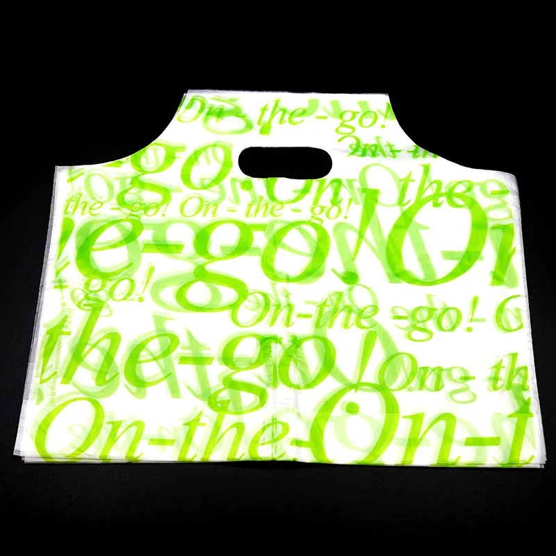 Custom printed eco friendly pe t shirt bakery boba teacup coffee food plastic take away bags for restaurants fabric with logo