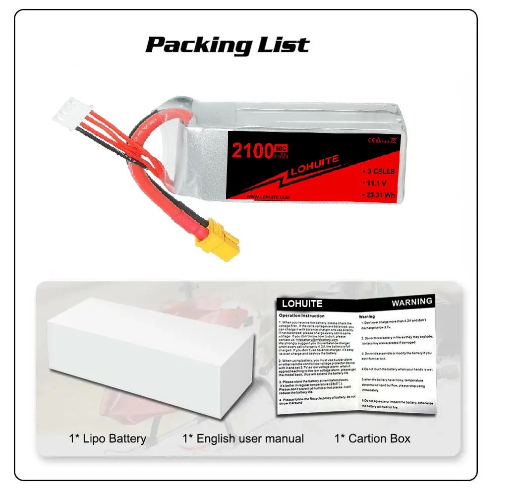 11.1V 3s  Airsoft Battery 2100mAh Rechargeable RC Hobby LiPo Battery Mini Tamiya Plug