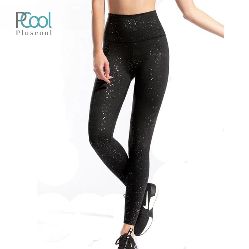 
new design custom foil gold women sports yoga leggings 