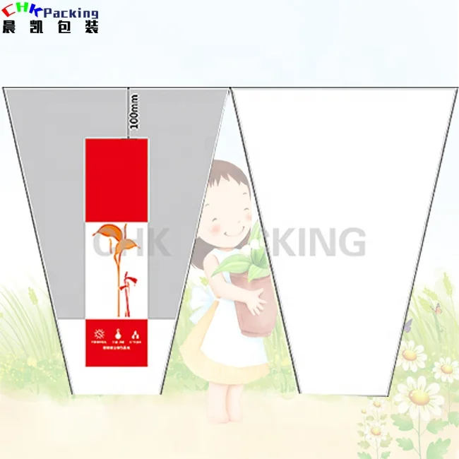 Customized black pink printing cone trapezoid trapezoidal packaging paper bag sleeves with lid top closure