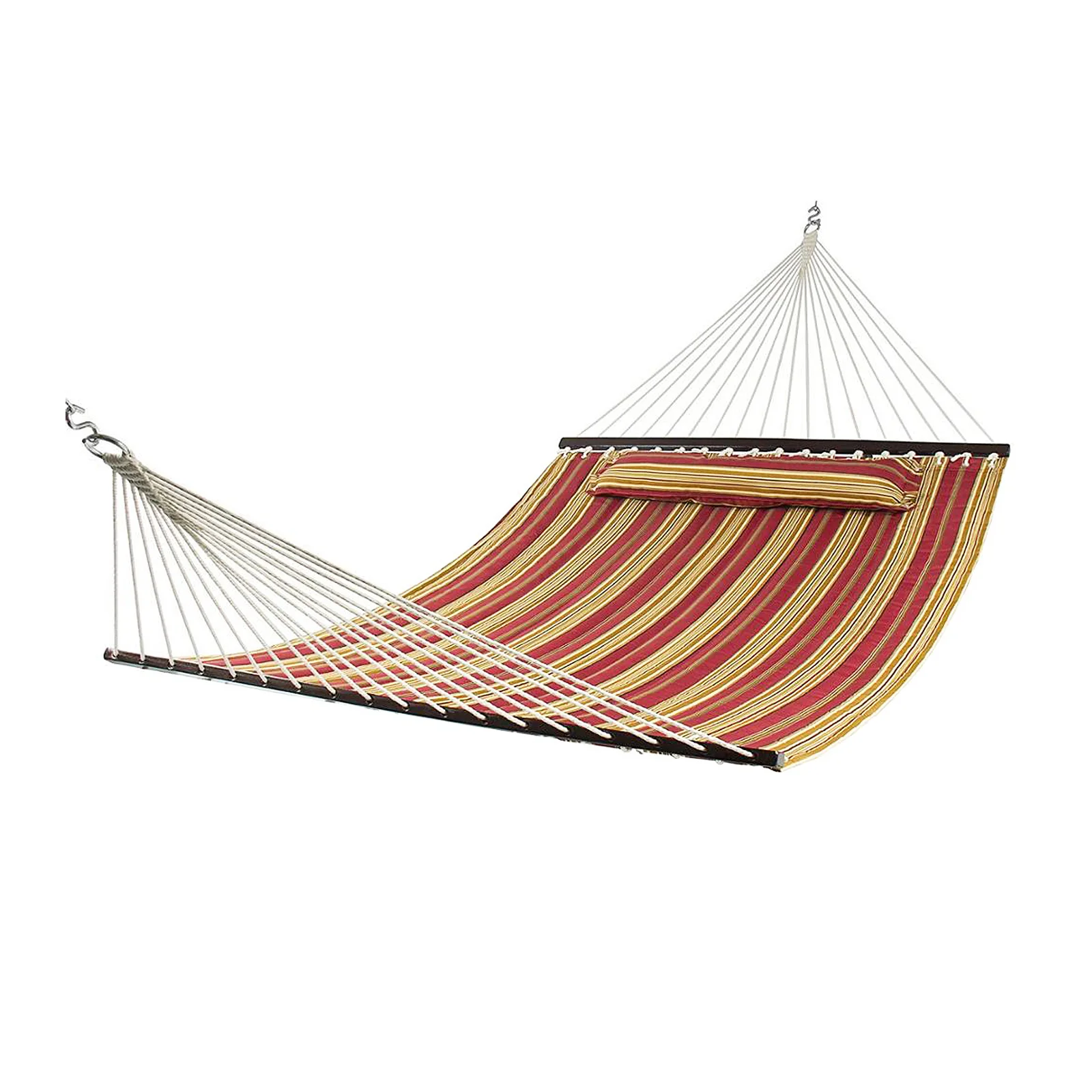 
2 Person Hammock Lengthen and Thicken Quilted Fabric Outdoor Hammock with Spreader Bars 
