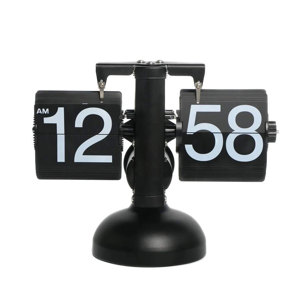 2023 Retro Flip Clock White Black Silver Auto Tabletop Desk Clock AM/PM Display Modern for Office Home Living Home Kitchen
