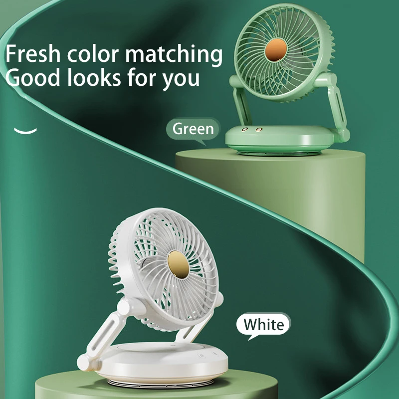 Desktop Wall Hanging Fan Folding Control Shaking Head Household Atmosphere Light Electric Fan Storage for Kitchen Bathroom