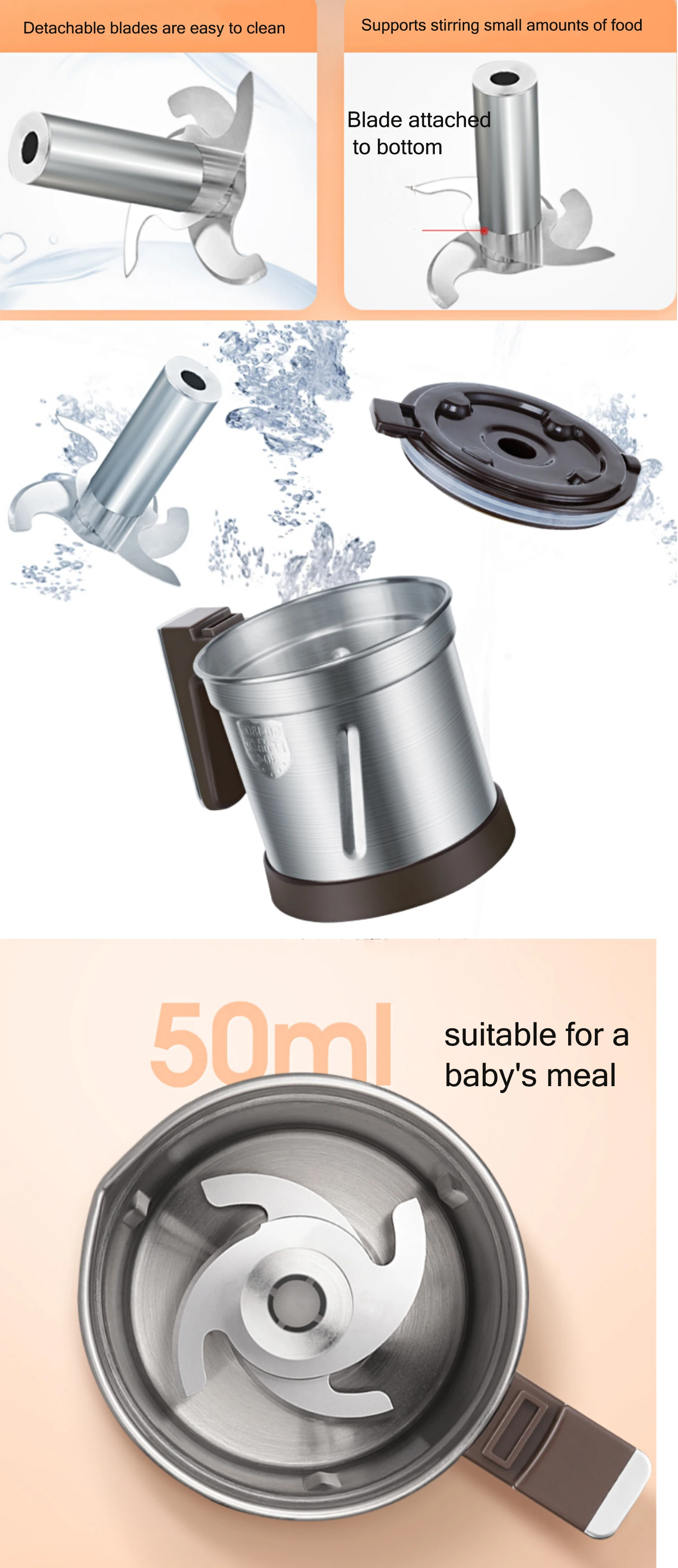 Factory custom 400ml stainless steel automatic mixer cooking machine baby food processing machine