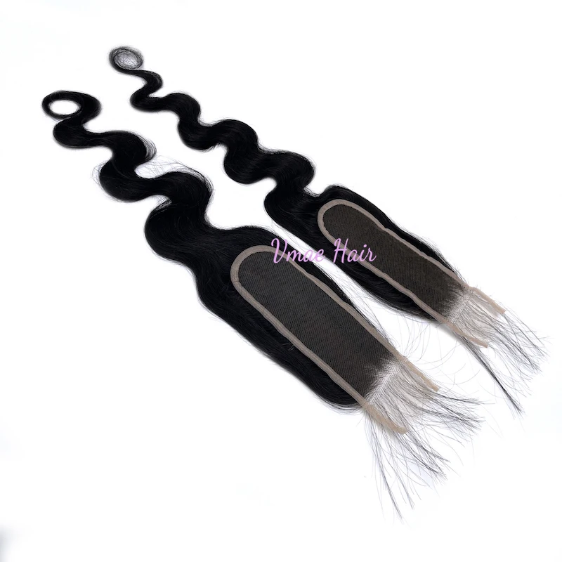 VMAE Wholesale Virgin Human Hair Extensions Cuticle Aligned Raw Peruvian Body Wave 2*6 HD Lace Closure Straight 100g Transparent