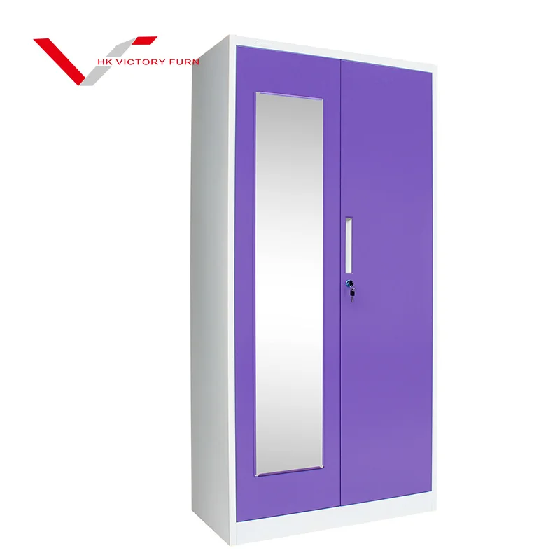Steel Wardrobe Lockers Gym Metal 2 Door Clothing Storage Steel Cheap Locker/Wardrobe