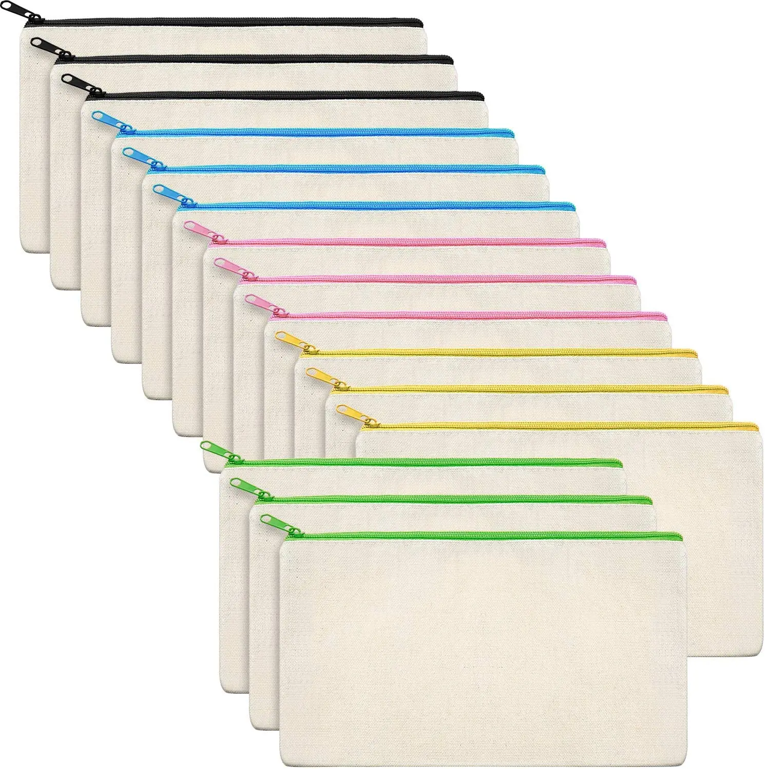 Eco-Friendly Custom 8oz Colorful DIY Pencil Case Small Blank With Zipper Cotton Pencil Bag Canvas