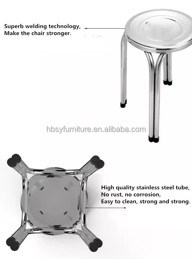 High Quality Wholesale Stainless Steel Round Stool Metal Chair Durable Medical Chair