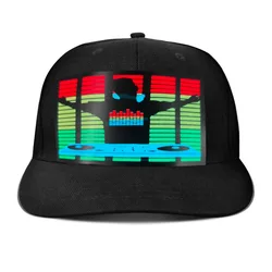 Sound Activated Led Flashing Caps EL Light Panel Cap Customized Design Baseball Led Hats