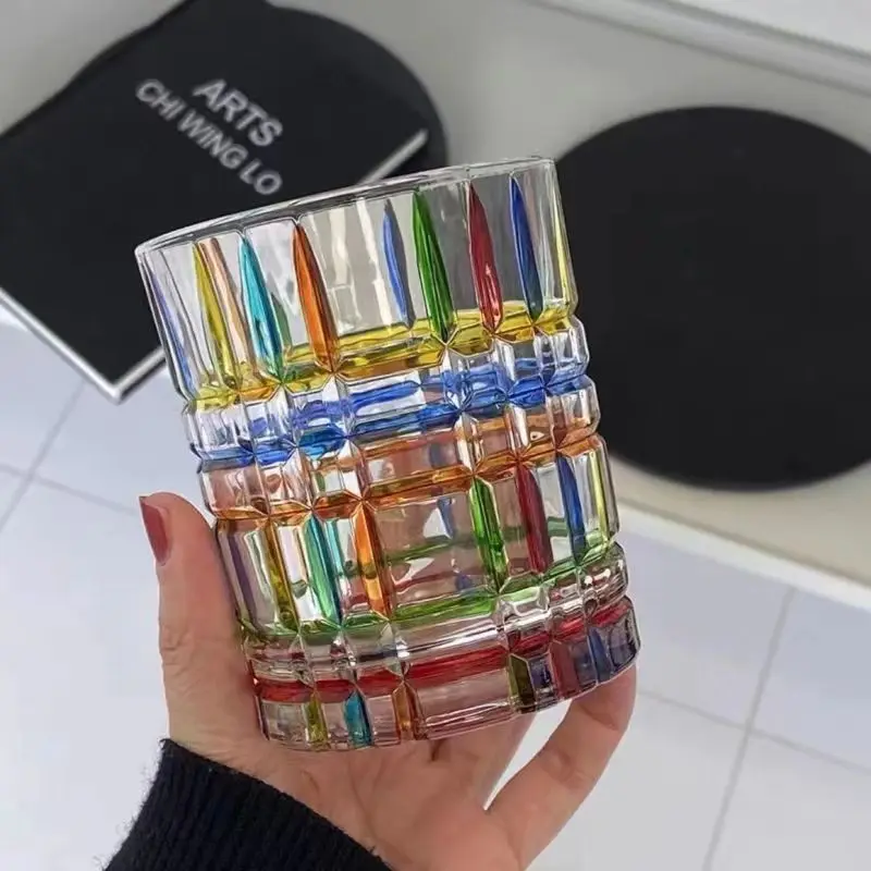 Italian designer same style painted line woven glass cup water Cup