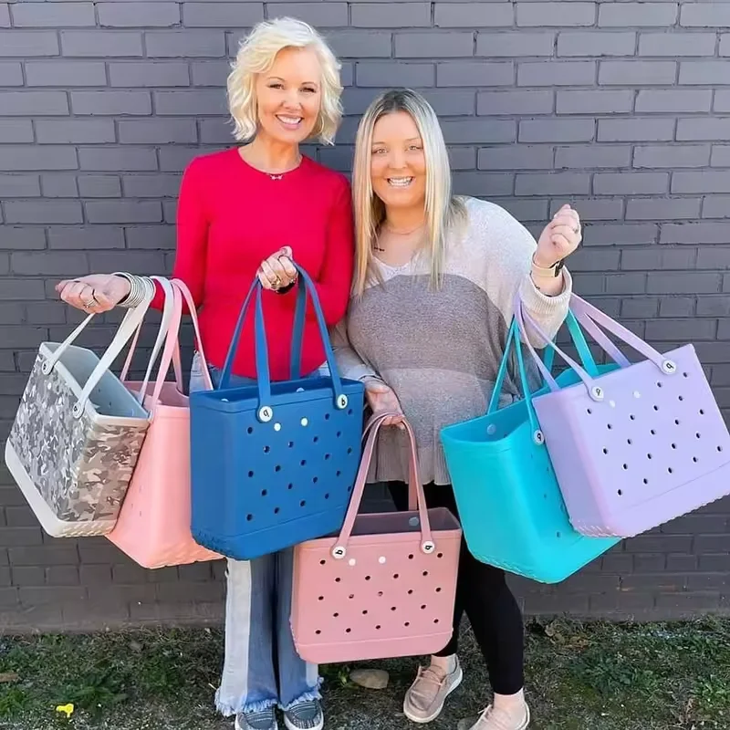 Fashion Waterproof Woman Large Shopping Basket Bags Beach Silicone Bogg Eva Tote Bag Purse Eco Jelly Candy Lady Handbags