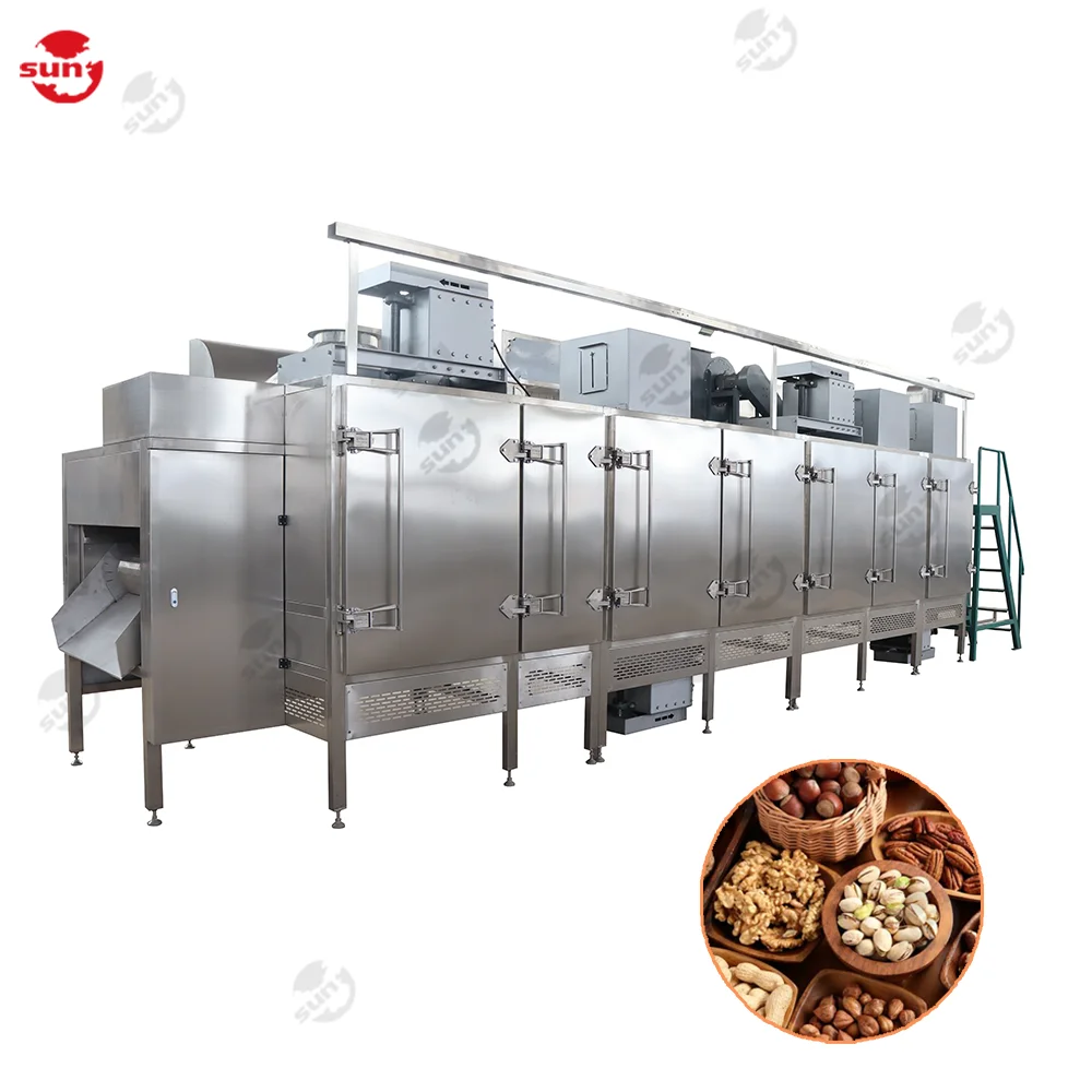 Sunflower seeds nut roasting peanuts chickpea soya bean cashew electric roaster machine processing line