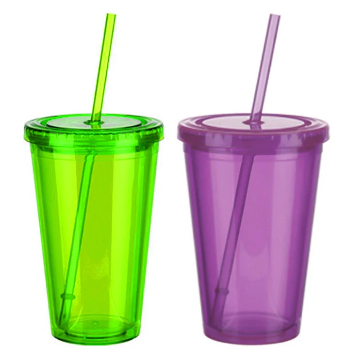 
wholesale water plastic tumbler with spout straw, clear glitter tumbler cup 