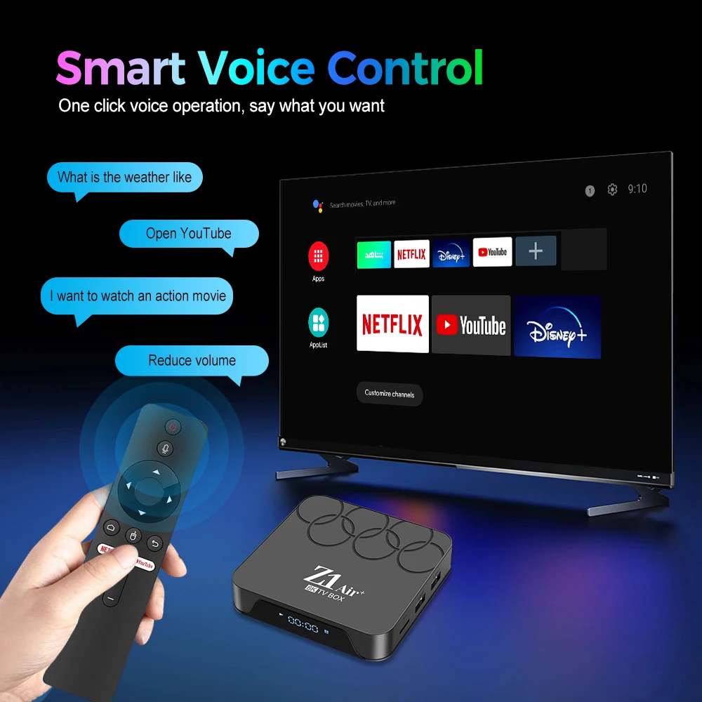 Android 10 Z1 Air+ Allwinner H313  BT Voice Remote 2GB 16GB Dual 5G WiFi Media Player Set Top Box