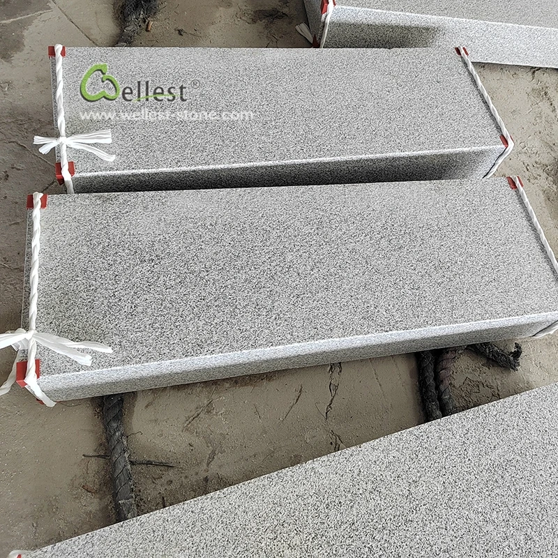 China Cheaper grey granite curbs road side curb stone