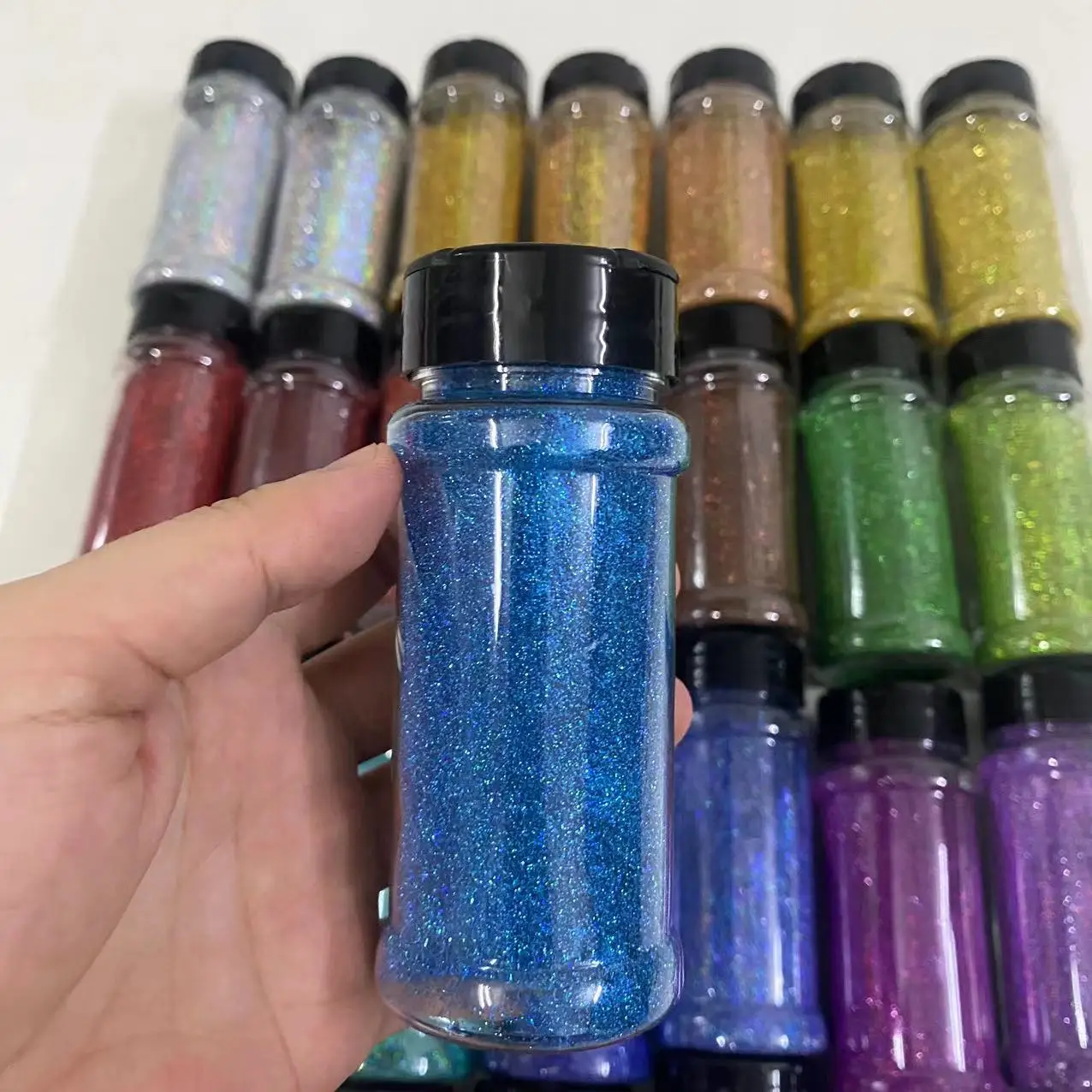 Wholesale 2 Oz Shaker Nail Glitter Hexagon Shaped Car Paint Manufacturer Golden Glitter Powder