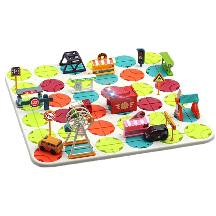Электрическая забавная гоночная трасса с динозаврами лабиринт автомобильный Автомобиль рельсовый конструктор головоломка интеллектуальные Логические дорожные игры для детей